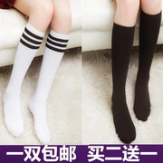 Vớ nữ ống dài qua đầu gối là tất chân mỏng Phần mỏng màu đen trắng dài sinh viên nửa thùng Hàn Quốc - Vớ giảm béo