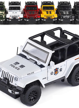 嘉业车模1:32吉普敞篷合金JEEP越野警车语音声光开门玩具汽车模型