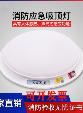 LED消防应急吸顶灯雷达人体感应灯声光控灯楼道照明应急灯面包灯