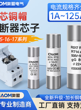 陶瓷保险丝管R0151617熔断器RT18-32A63A125A芯子10*38熔芯整盒装