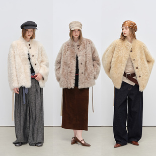 DESERTO 小野家西班牙进口托斯卡纳皮毛一体皮草外套女丨西野暮色