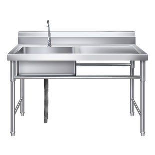 厨房304饭店厨房家用不锈钢水槽水池洗菜盆洗碗池槽带支架洗手台