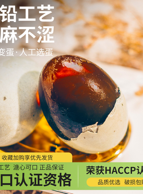 出口鸿狮皮蛋松花蛋无铅工艺溏心70g10枚广东大鸭蛋即食变蛋整箱
