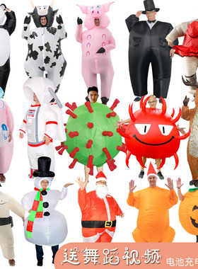 万圣节年会演出跳舞服装抖音网红款大胖子充气相扑小丑芭蕾舞衣服