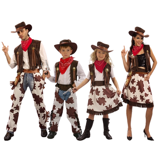 万圣节儿童服装 成人男女cos舞会派对角色扮演服饰西部牛仔衣服