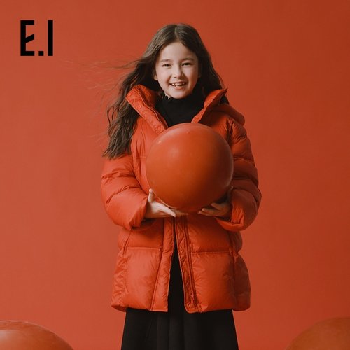ei童装女童中长款保暖羽绒
