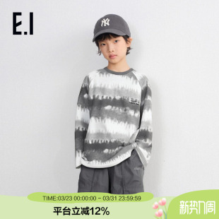 中大童宽松潮酷水墨扎染打底衫 ei童装 新款 T恤秋装 男童长袖