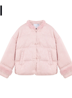 ei童装女童轻薄款新中式羽绒服25冬装新款中大童提花盘扣保暖外套