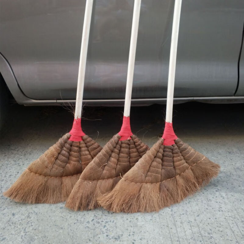 访客FK木柄棕毛扫把鬃毛笤帚扫地马路扫帚学校工厂车间木柄棕树皮