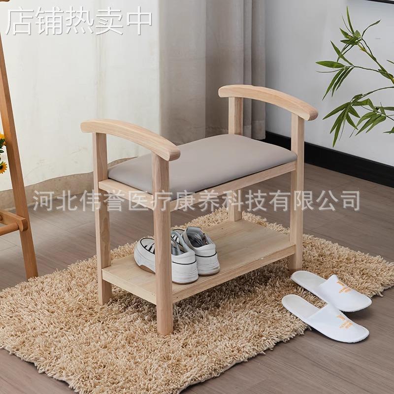 实木换鞋凳双层进门鞋柜橡胶木家用坐凳软包凳子入户穿鞋凳厂家