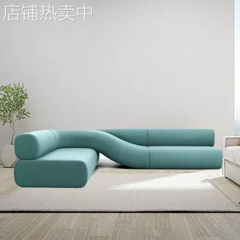 设计师异形沙发创意办公转角靠墙拐角长条不规则麻花形服装店沙发