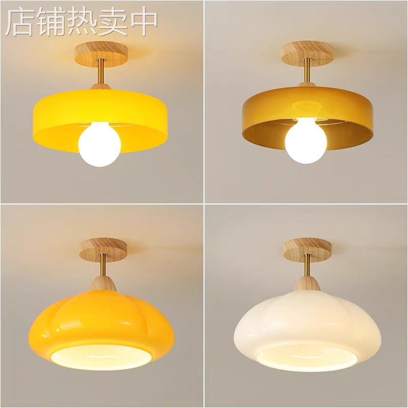 中古奶油风卧室灯飘窗阳台玄关过道玻璃家用吸顶灯衣帽间走廊灯具