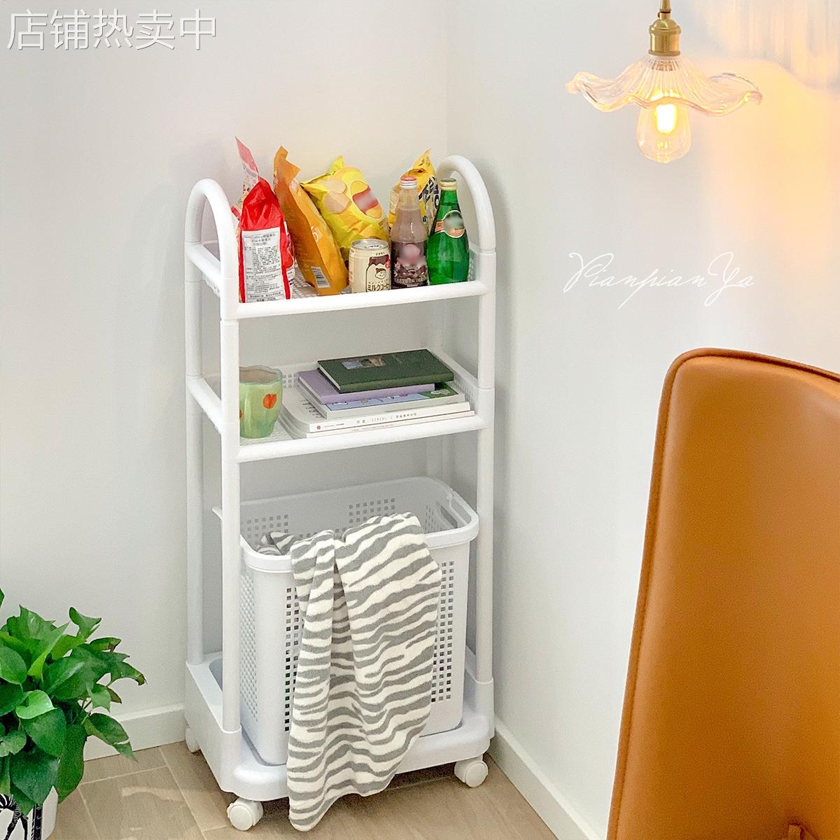 浴室带轮小推车置物架脏衣篓厨房收纳整理卧室床头柜零食收纳