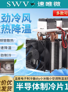 半导体制冷片12v温差电子制冷器diy小冰箱小空调降温龙猫套成品
