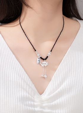 iu音岚纯银莲花项链女生款新中式国风项链纯银配饰送女生生日礼物