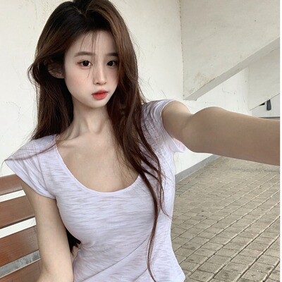 170克竹节棉修身短袖T恤女