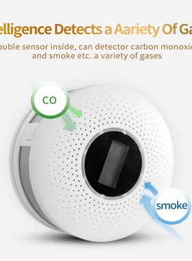 2 in 1 LED Digital Gas Smoke Sensor Alarm Co Carbon Monoxide