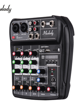 Muslady Mixing Console Digital Audio Mixer 4 Channel BT  Po