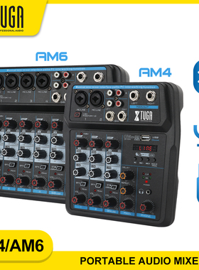 AM4/AM6 Protable Audio Mixer with Sound Card,Bluetooth,USB,
