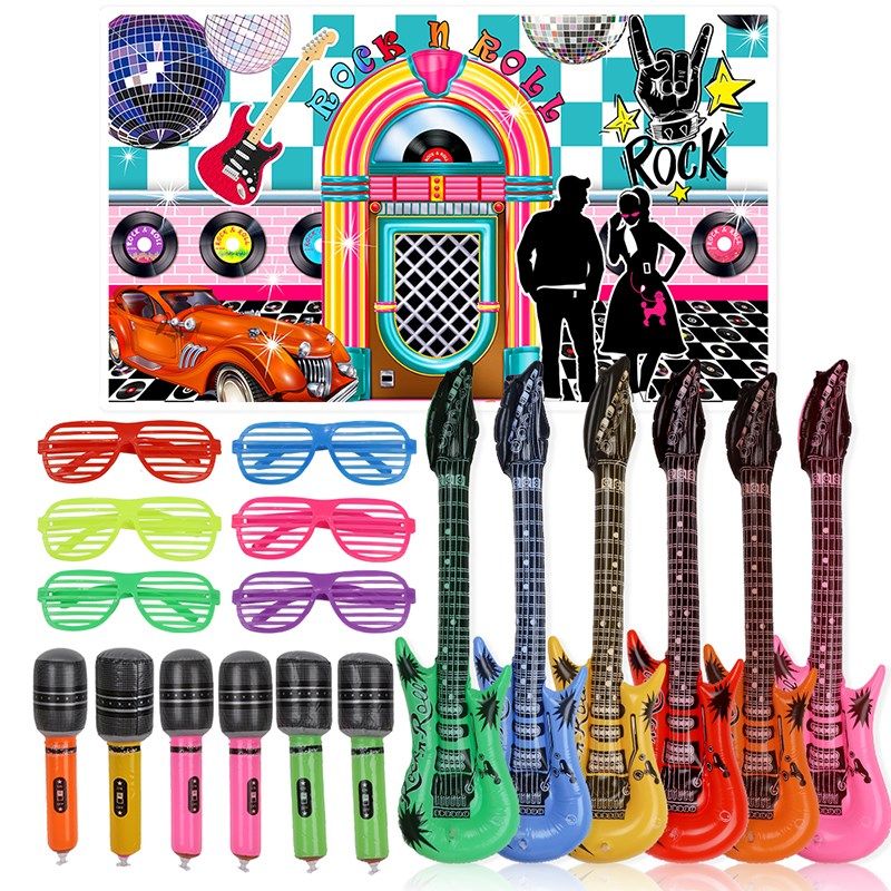 25pcs 50s rock party supplies rock and roll star party back