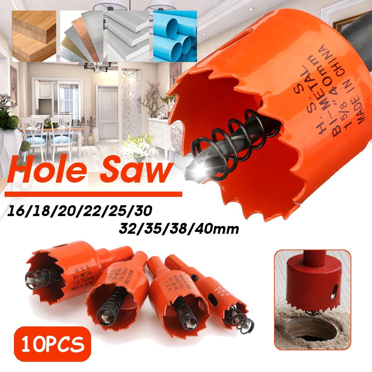 16-200mm hss bi-metal wood hole saw cutter tooth cutter dril