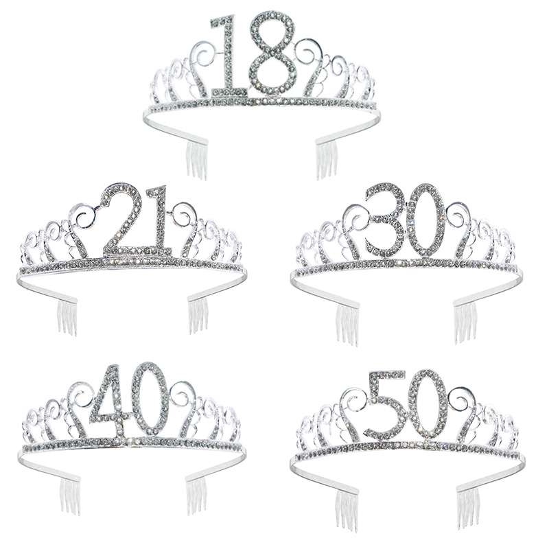 happy birthday 18th 30th 40th 50th rhinestones tiara crown