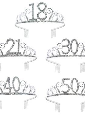 Happy Birthday 18th 30th 40th 50th Rhinestones Tiara Crown