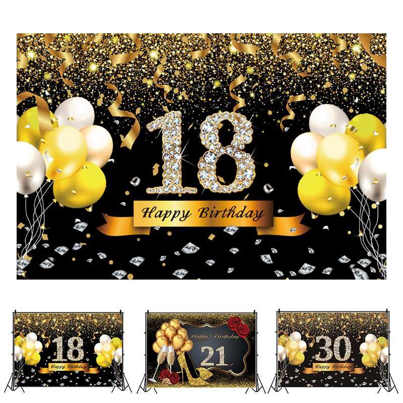 18 21 30th happy birthday party gold dots banner party post