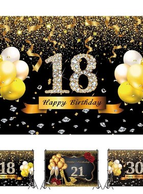 18 21 30th Happy Birthday Party Gold Dots Banner Party Post