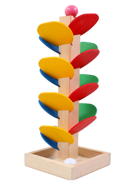 Kids Montessori Wood Blocks Toys Wooden Ball Run Track Game