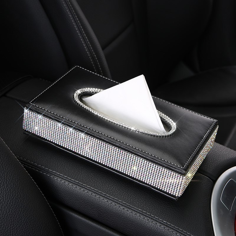 bling crystal car tissue box luxury p leather auto paper box