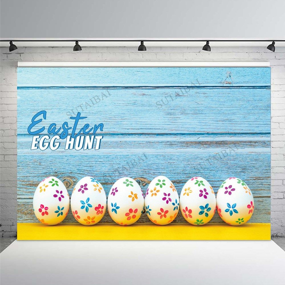 blue wood board easter mystery eggs photography backdrop ne