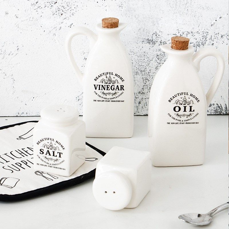 sale ceramic salt and pepper shakers and vinegar oil bottle