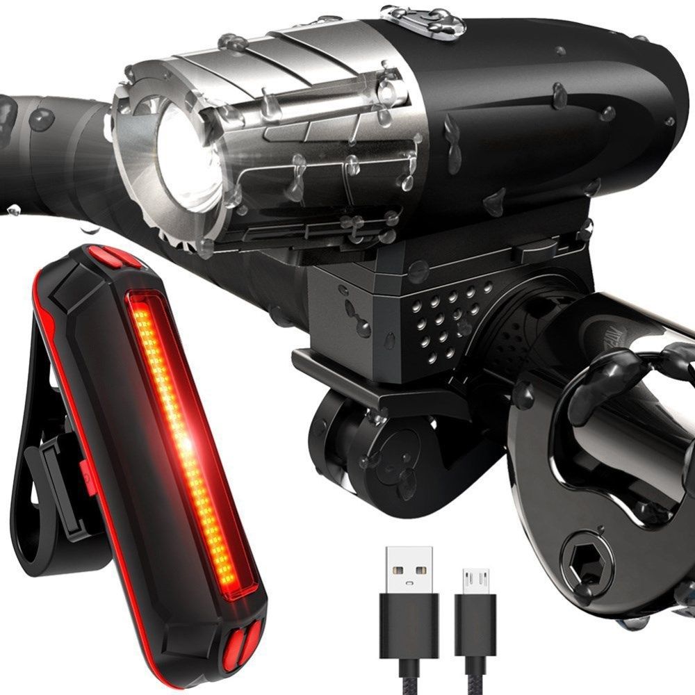 2pcs usb rechargeable bike light waterproof front light head
