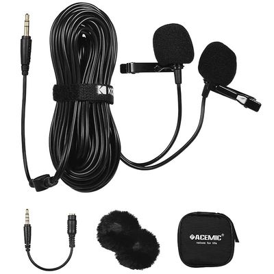 ACEMIC M12 Dual Head Lavalier Microphone Lapel Clip On Omni