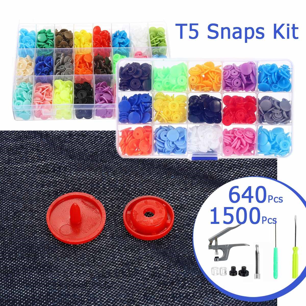 15/24colors 640pcs/1500pcs metal prong snap button grommets