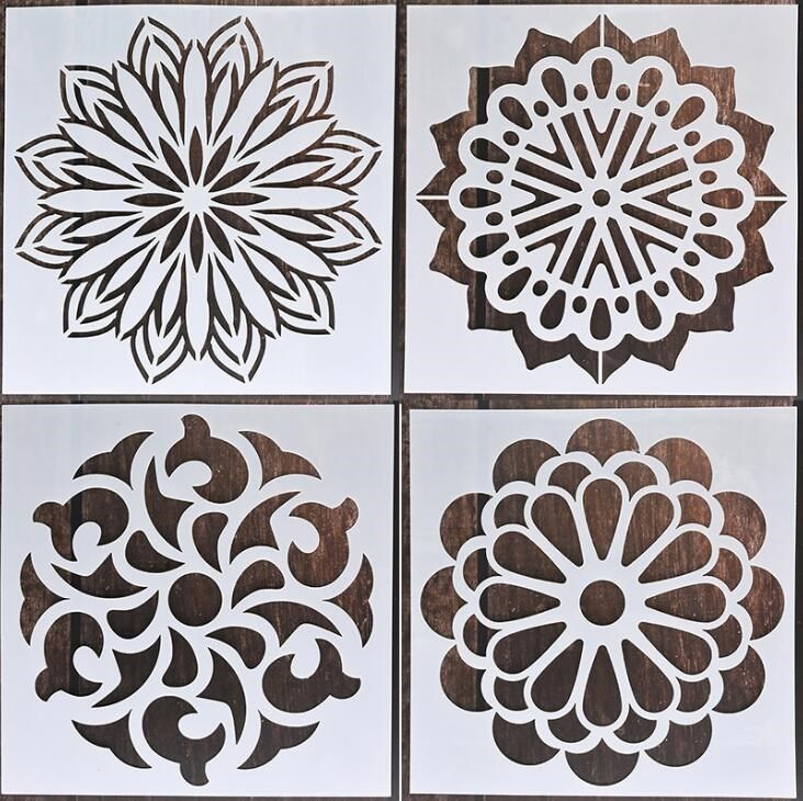 mandala wall drawing stencil 15x15cm 4pcs/lot for painting d