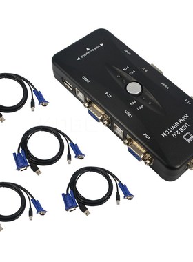 USB KVM 4 Ports Selector VGA Print Auto Switch Moniter Box V