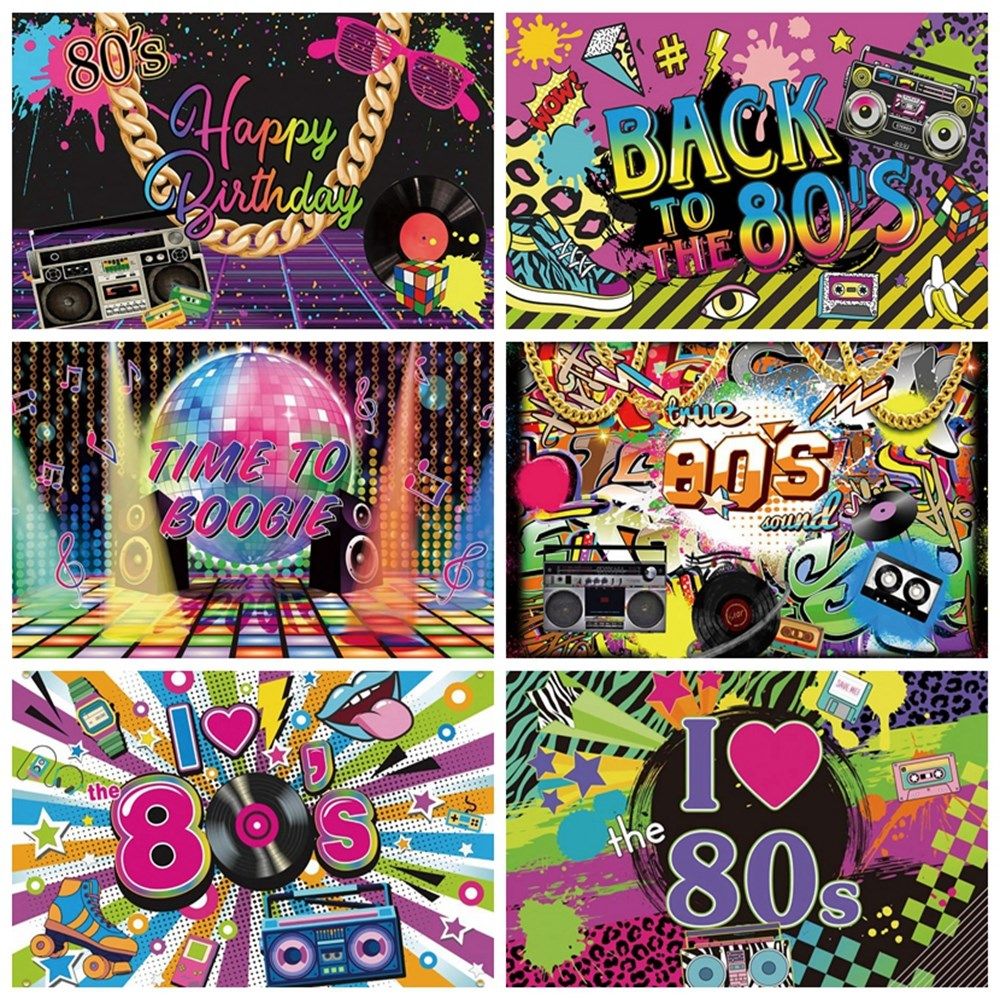 80s 90s disco party backdrop music dance show time stage rec