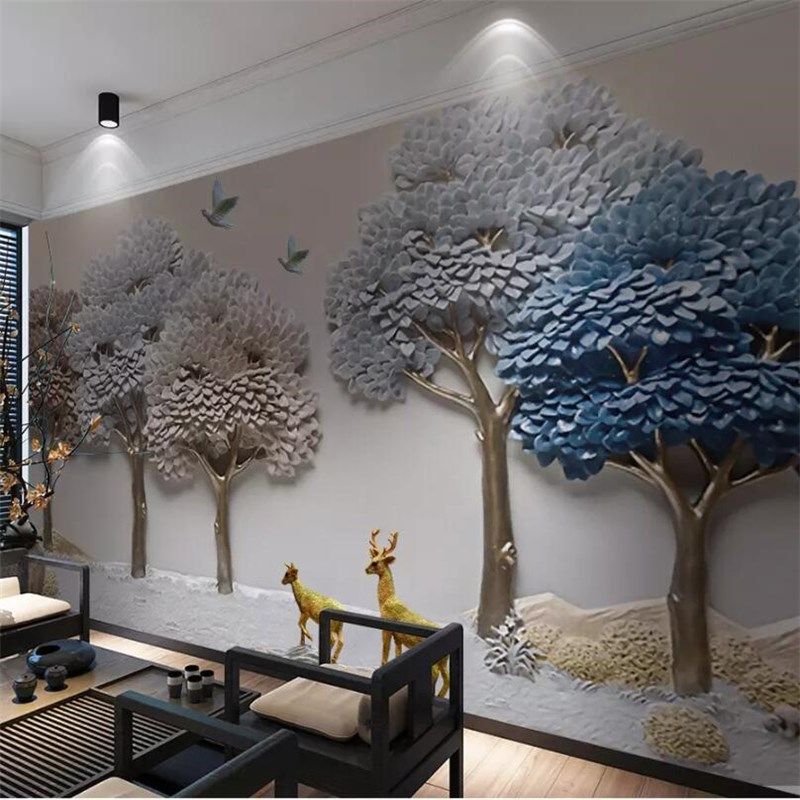 beibehang custom wallpaper 3d murals embossed fortune tree