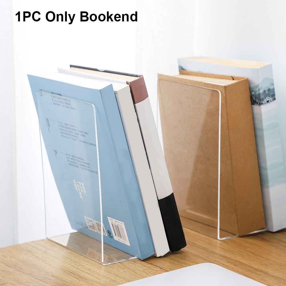 *1pcs clear acrylic bookends l-shaped desk organizer desktop