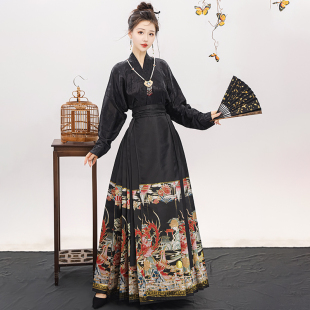 通勤秋 明制马面裙织金妆花螺钿飞机袖 妃亦坊原创汉服女 凤栖凰