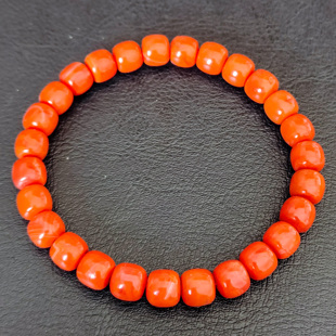 新年特价天然原矿南红玛瑙手串老型直切川料柿子红文玩单圈手链女