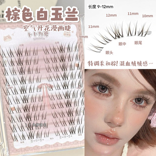 混血绒绒温柔感~棕色白玉兰假睫毛自然韩系浓密款漫画湿尖亚裔感