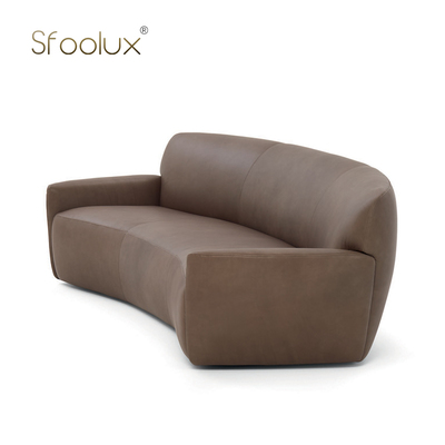 意式轻奢AMI弯曲四座皮革沙发