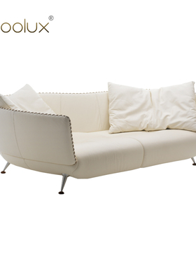 Sfoolux意式轻奢客厅异形皮艺休闲沙发 DS-102 弧形双人位沙发