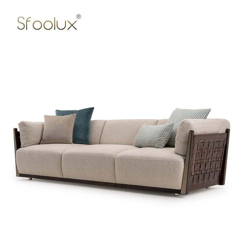 Sfoolux网状组合Netdivano componibile意式轻奢真皮编织布艺沙发