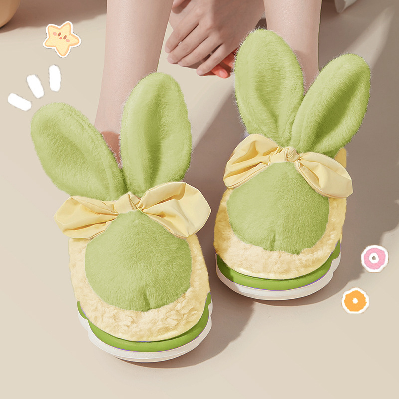 兔子女冬可爱踩屎感防滑厚底保暖