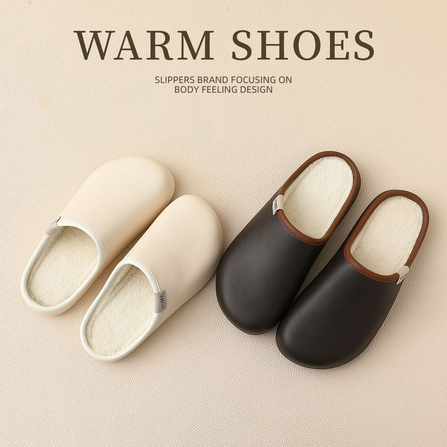 情侣家居软底防滑加绒保暖棉拖