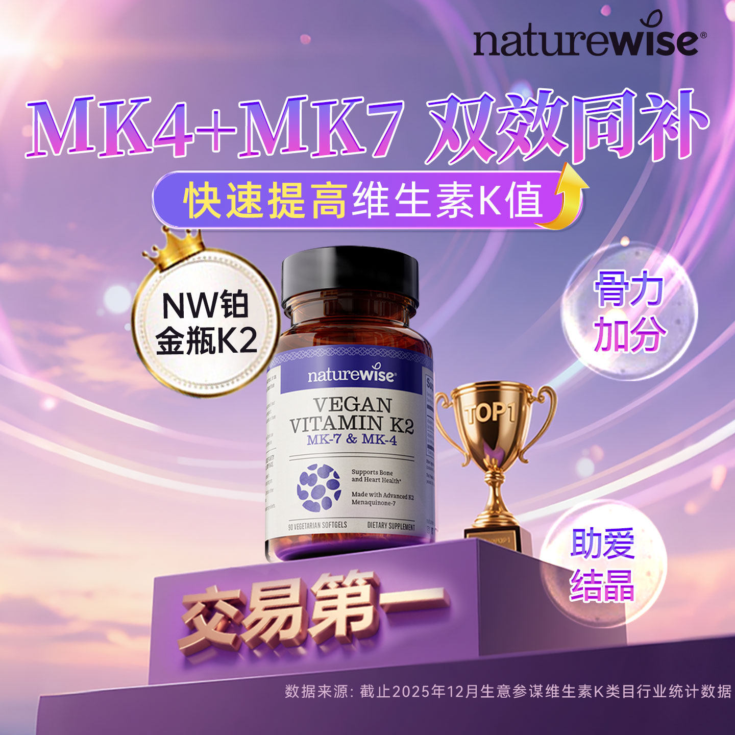 Naturewise维生素k2正品官方k2mk4mk7维k维生素d3k2镁阳光瓶k2,保健食品/膳食营养补充食品,维生素K,淘宝优惠券,粉丝福利购,淘宝优惠卷